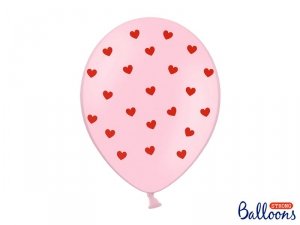 Balony 30 cm, Serca, Pastel Baby Pink (1 op. / 50 szt.)