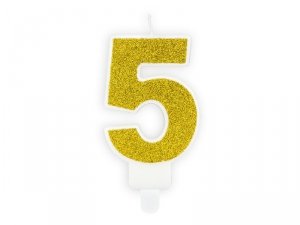 Świeczka urodzinowa Cyferka 5, złoty, 7cm