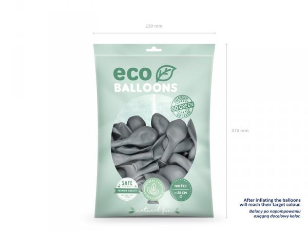 Balony Eco 26cm pastelowe, szary (1 op. / 100 szt.)