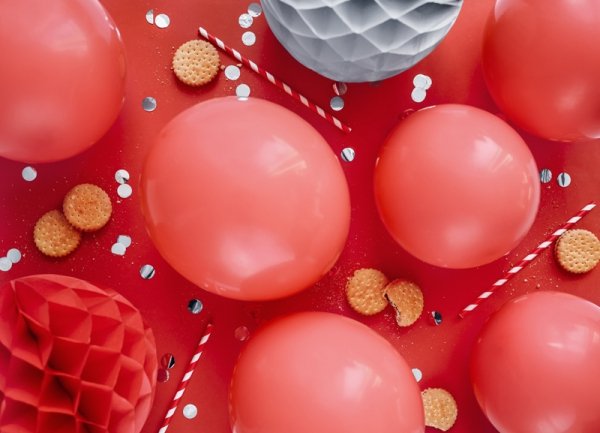 Balony Eco 30cm pastelowe, czerwony (1 op. / 100 szt.)
