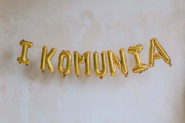 Balon foliowy ''I Komunia'', 260x40 cm, złoty (1 karton / 50 szt.)