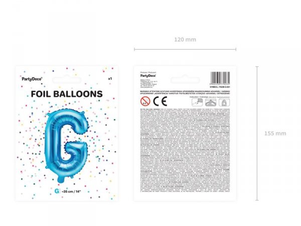 Balon foliowy Litera ''G'', 35cm, niebieski