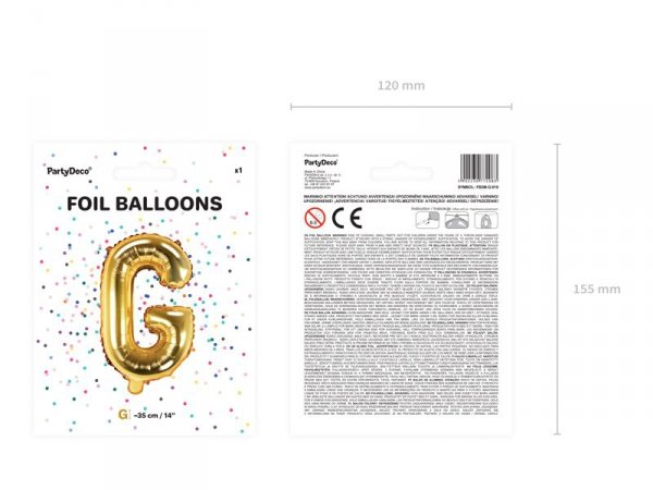 Balon foliowy Litera ''G'', 35cm, złoty