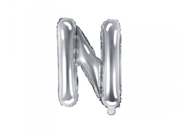Balon foliowy Litera ''N'', 35cm, srebrny