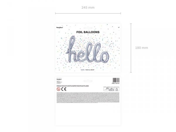 Balon foliowy Hello, 72x45cm, holograficzny