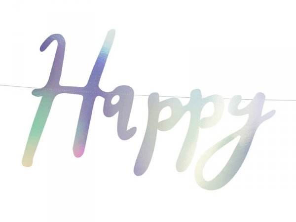 Baner Happy Birthday, opalizujący, 16,5x62cm