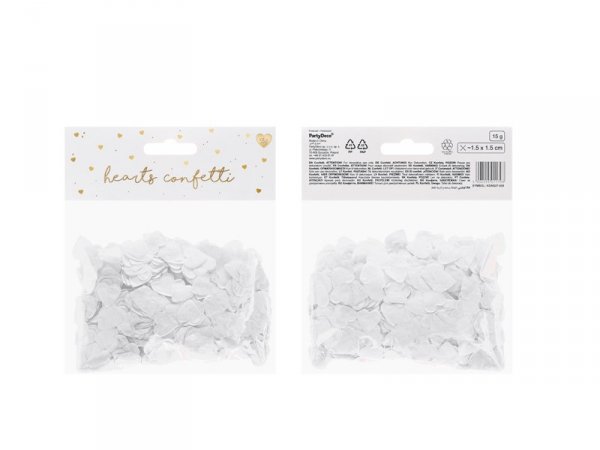 Konfetti Serca, 1,6x1,6 cm, biały, 15g