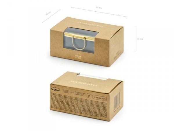 Szklane pudełko, złoty, 9x5,5x4cm