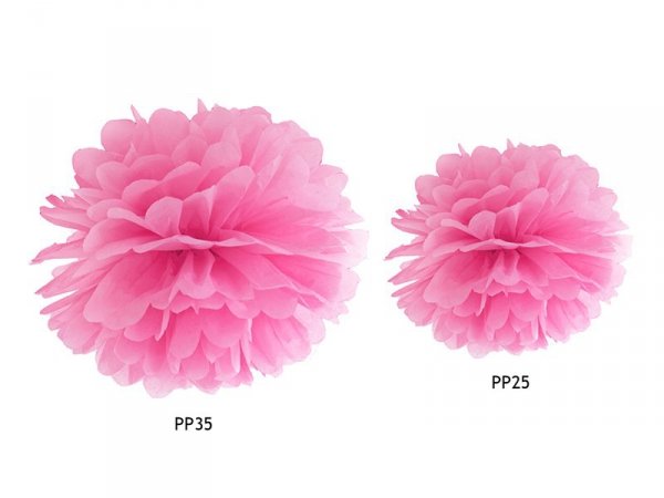 Pompon bibułowy, różowy, 25cm