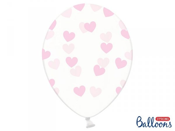 Balony 30cm, Serduszka, Crystal Clear (1 op. / 50 szt.)