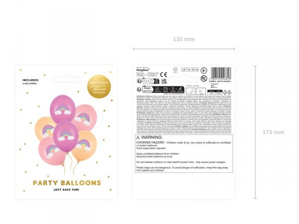 Balony 30 cm, Tęcza, mix (1 op. / 6 szt.)