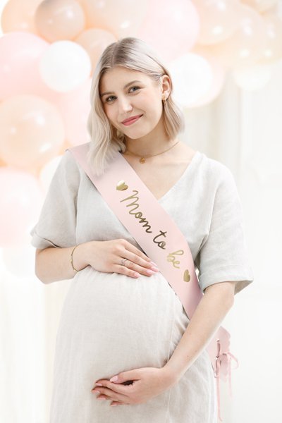 Szarfa Mom to be, blady róż, 75 cm