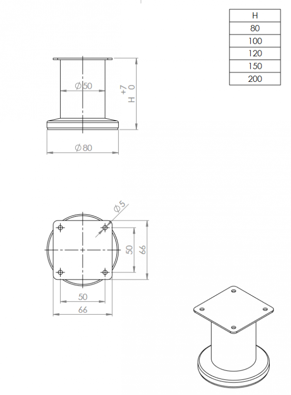 Nóżka meblowa S13 150mm Złoty szczotkowany