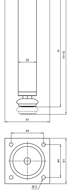 Nóżka meblowa kwadratowa D-737-3 100mm Czarny