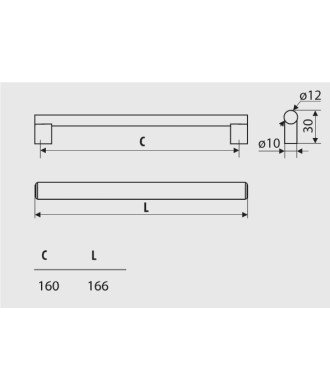 Uchwyt Gamet RE81-160mm  Satyna