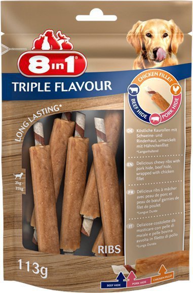 8in1 Przysmak dla psa Triple Flavour Ribs 6szt.
