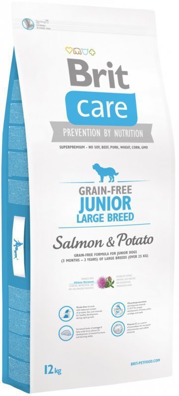 Brit Care N Junior Large Grain Free Salmon&Po 12kg