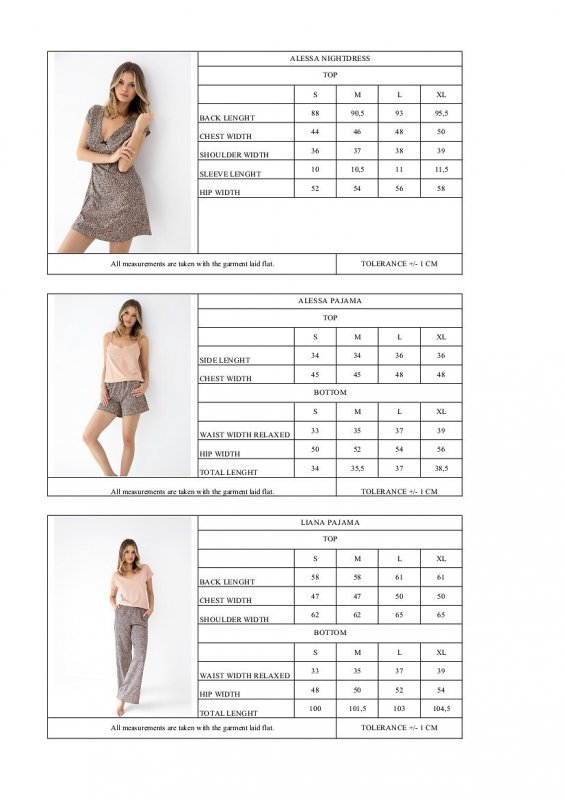 Piżama Sensis Liana kr/r S-XL