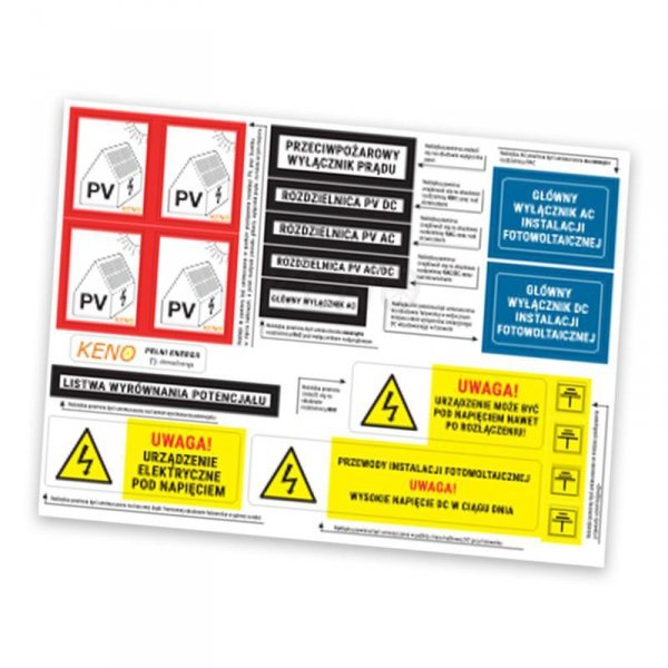 Zestaw naklejek do oznakowania instalacji