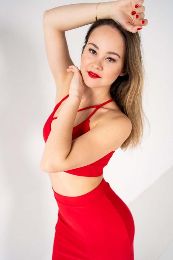 Set czerwony - top + spódnica