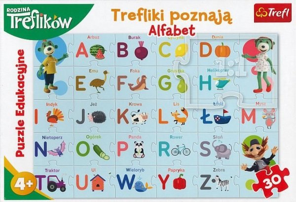 Trefliki poznają alfabet. Puzzle 30 elementów