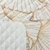 Narzuta dekoracyjna 170x210 Luna 3 biała złota liście miłorzębu welurowa Limited Collection Eurofirany