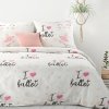 Pościel bawełniana 160x200 Kids 01 Baletnica biała różowa serduszka młodzieżowa Design 91