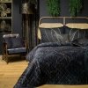 Narzuta dekoracyjna 170x210 Victoria 1 czarna złota liście welurowa Limited Collection Eurofirany