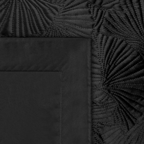 Narzuta dekoracyjna 220x240 Musa 5 czarna liście miłorzębu welurowa Limited Collection Eurofirany 