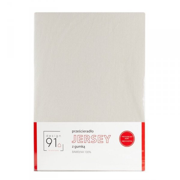 Prześcieradło jersey z gumką 180x200 cm z bawełny kolor beżowy 125 g/m2 Design 91 