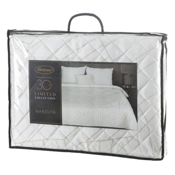 Narzuta dekoracyjna 170x210 Luna 2 biała złota liście welurowa Limited Collection Eurofirany