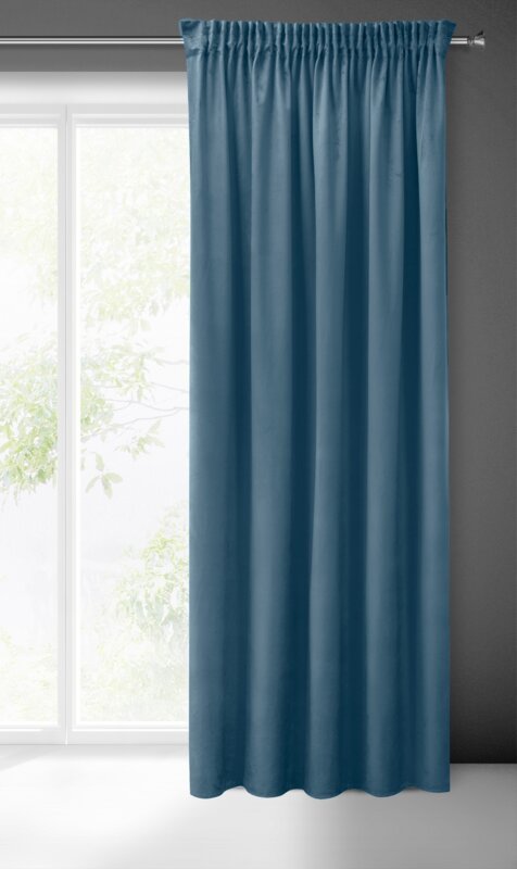 PIERRE CARDIN zasłona SIBEL z miękkiego i delikatnego welwetu, 140x270cm niebieska