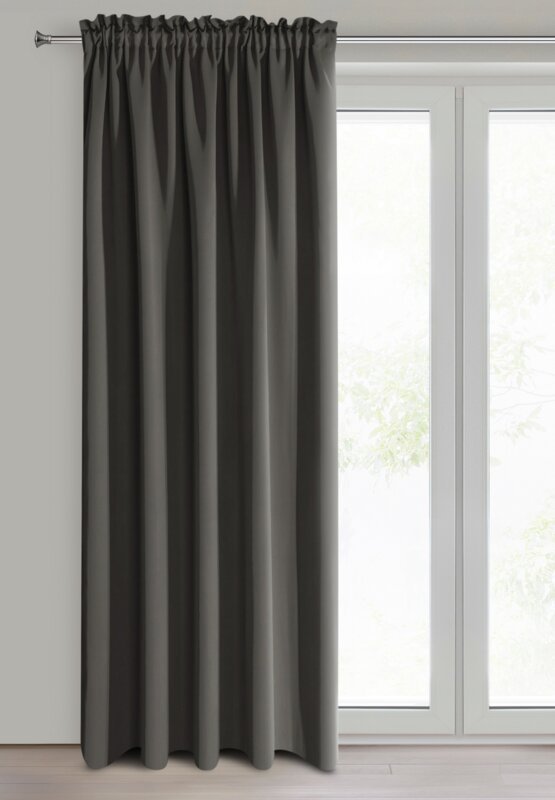 DESIGN 91 Zasłona PARISA z gładkiej tkaniny zaciemniającej typu BLACKOUT 135x270cm grafit