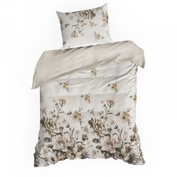 Pościel 220x200 cm bawełniana kolor jasnokremowy, beżowy z wzorem kwiatowym SPRING 41