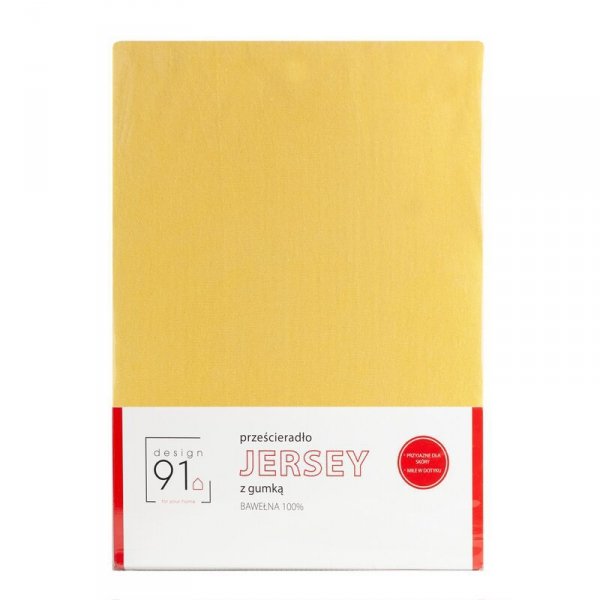 Prześcieradło jersey z gumką 140x200 cm z bawełny kolor musztardowy 125 g/m2 Design 91 