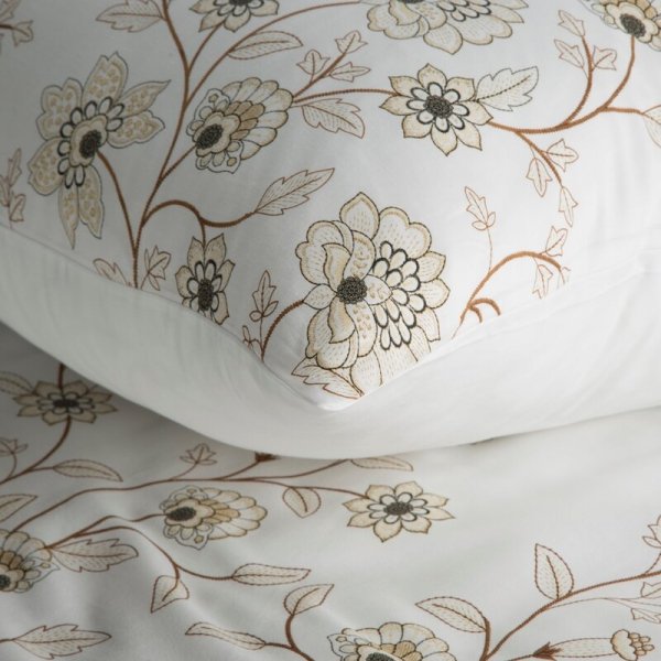 Pościel 220x200 cm bawełniana kolor biały, brązowy z wzorem kwiatowym styl romantyczny SPRING 44
