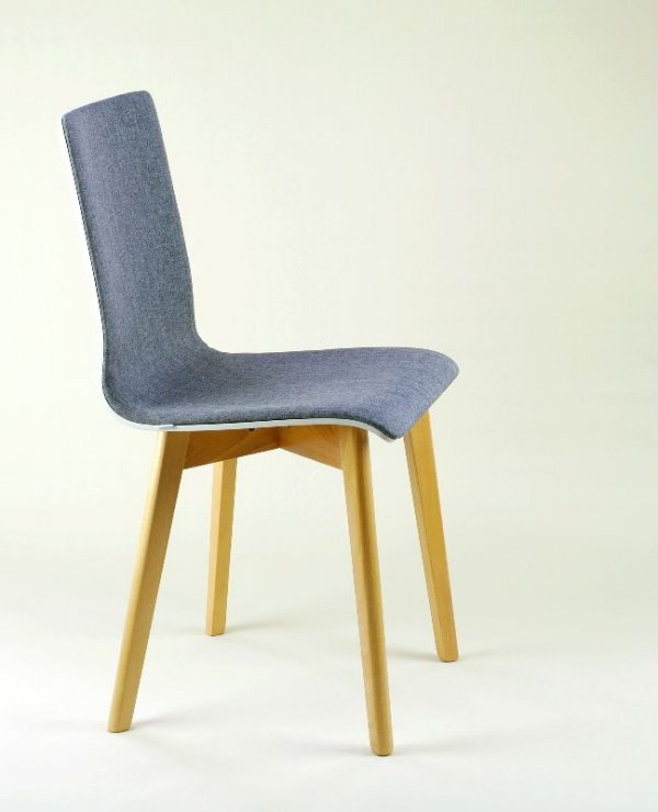 LUKA SOFT W -  krzesło drewniane biało-szare, bukowa rama