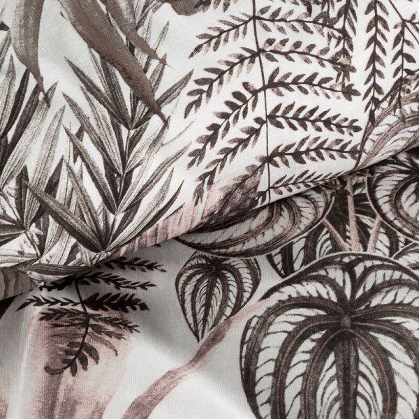 Pościel 160x200 cm bawełniana kolor fioletowy, biały z wzorem egzotycznych liści DAVOS