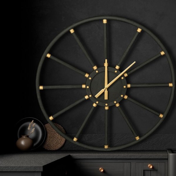 Dekoracyjny zegar ścienny w nowoczesnym stylu z metalu 68cm