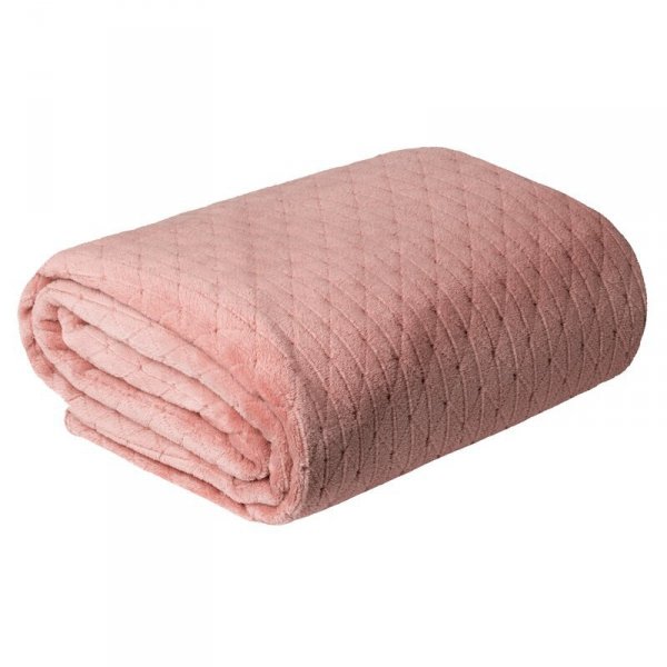 DESIGN 91 Koc CINDY 4 miękki i miły w dotyku z wytłaczanym wzorem 170x210 cm Różowy