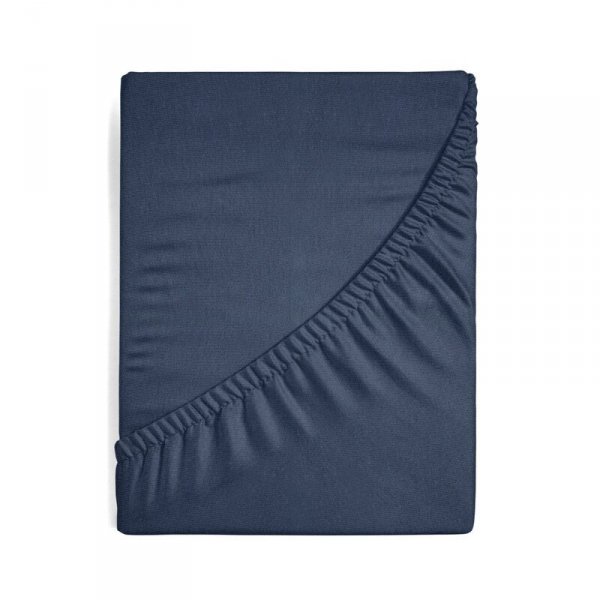 Prześcieradło jersey z gumką 140x200 cm z bawełny kolor granatowy 125 g/m2 Design 91 