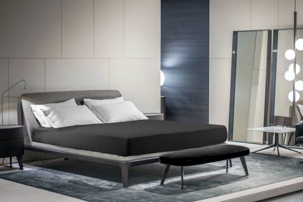 Prześcieradło jersey z gumką 140x200 cm z bawełny kolor czarny 125 g/m2 Design 91 