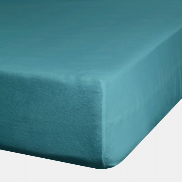 Prześcieradło gładkie z gumką 220x200 cm z satyny bawełnianej kolor turkusowy 125 g/m2 NOVA 3