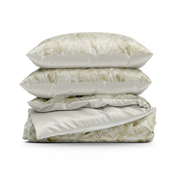 Pościel 160x200 cm bawełniana kolor biały, zielony z wzorem botanicznym SPRING 70 