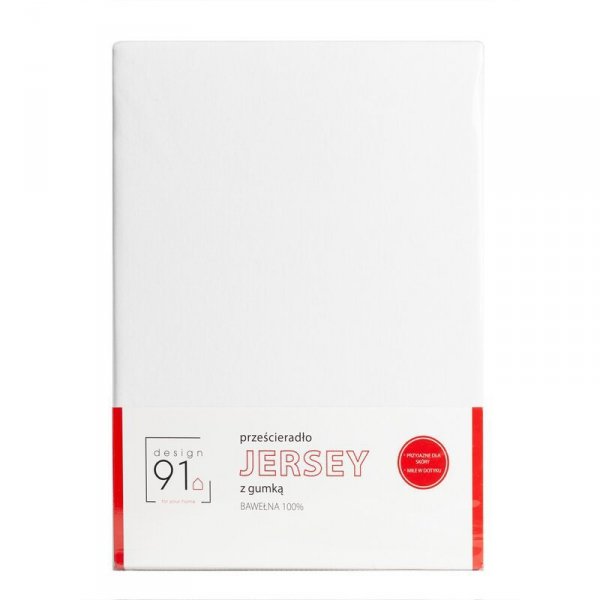 Prześcieradło jersey z gumką 220x200 cm z bawełny kolor biały 125 g/m2 Design 91 