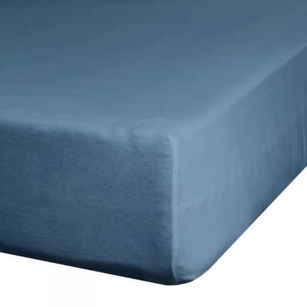 Prześcieradło gładkie z gumką 220x200 cm z satyny bawełnianej kolor granatowy 125 g/m2 NOVA 3