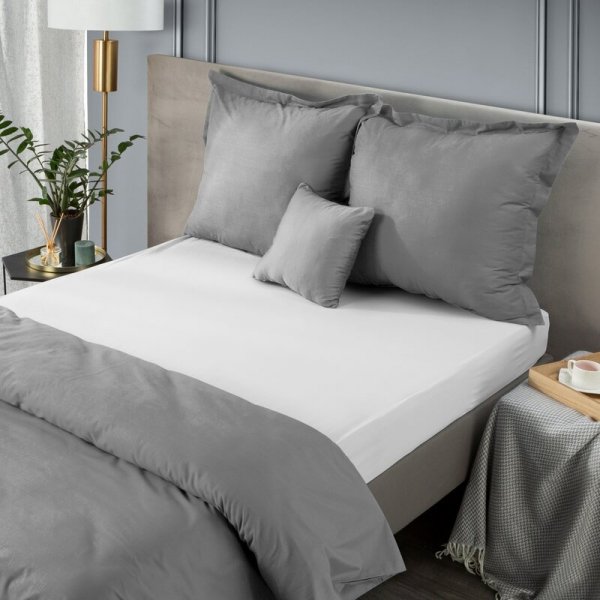 Prześcieradło jersey z gumką 220x200 cm z bawełny kolor biały 125 g/m2 Design 91 