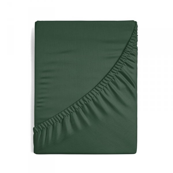 Prześcieradło gładkie z gumką 160x200 cm z satyny bawełnianej kolor ciemny zielony 125 g/m2 NOVA 3