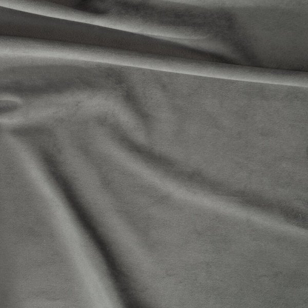 Zasłona z welwetu z ozdobnym pasem ze srebrnym połyskiem w górnej części 140x250cm stalowy