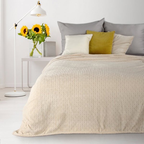 DESIGN 91 Koc CINDY 4 miękki i miły w dotyku z wytłaczanym wzorem 170x210 cm Beżowy